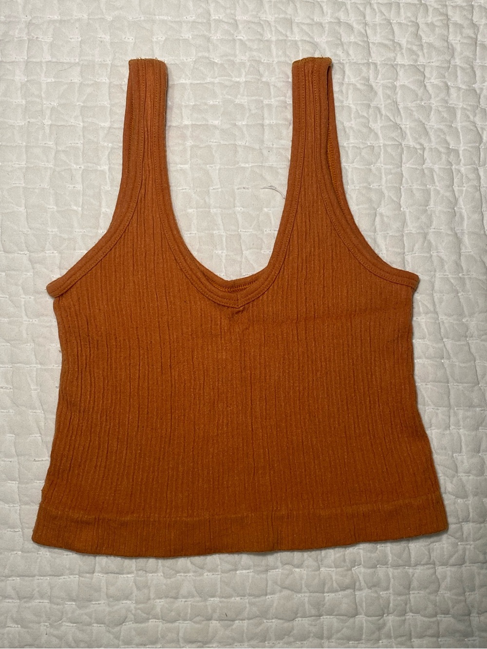 Urban Outfitters Ribbed Rust-Orange Out From Under Cropped Tank Top